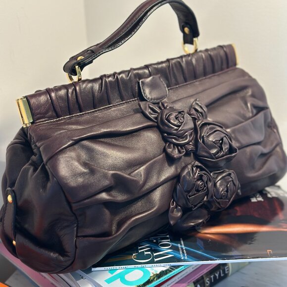 Valentino Petale Rose Leather Bag - Rare Burgundy Mint Condition - Picture 10 of 10